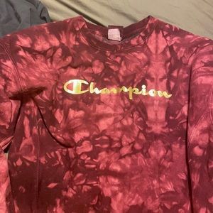 Purple tie dye champion crew neck